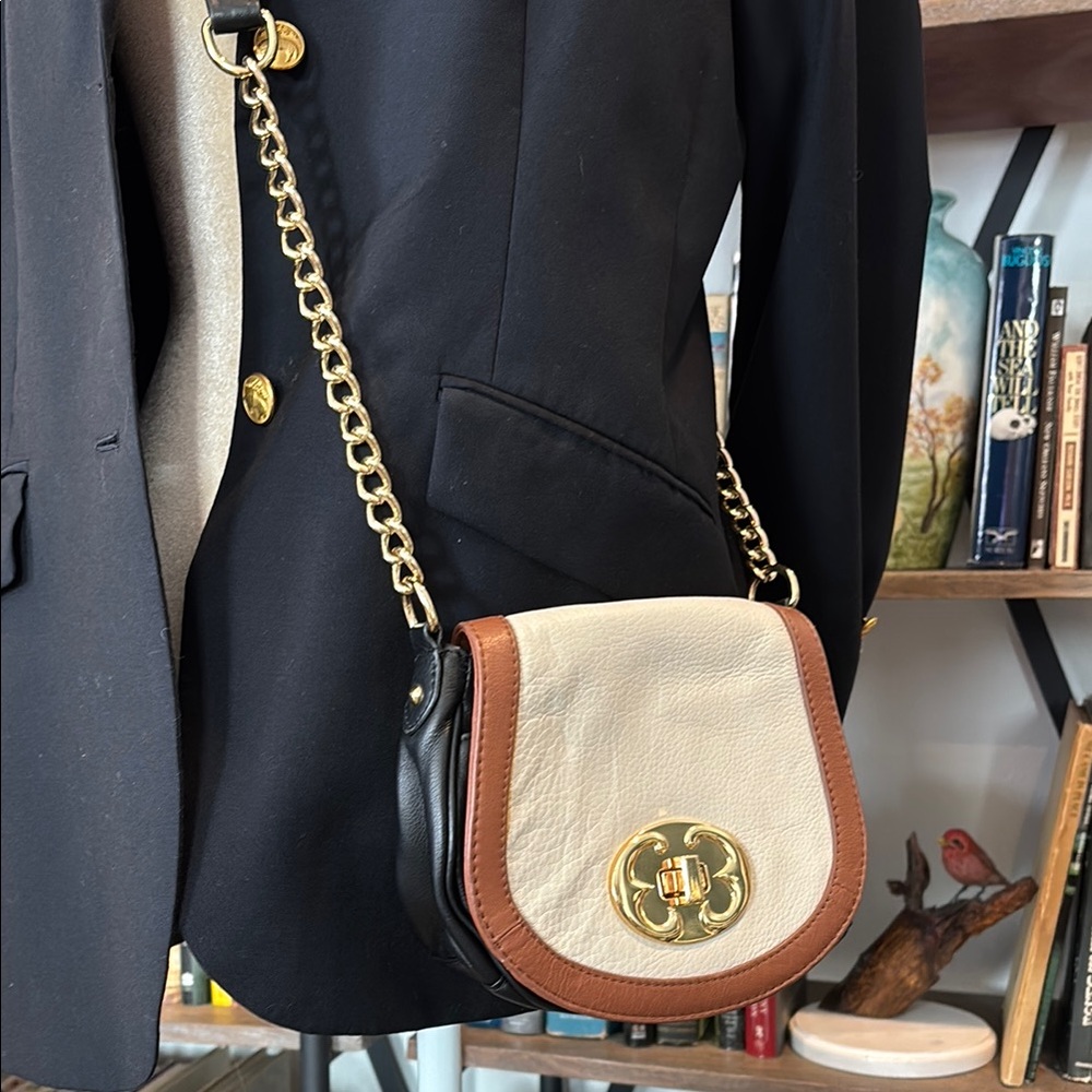 Emma Fox Elegant Cream, Brown & Black Crossbody Bag
